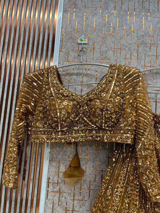 Golden monotone Crop Top Lehenga