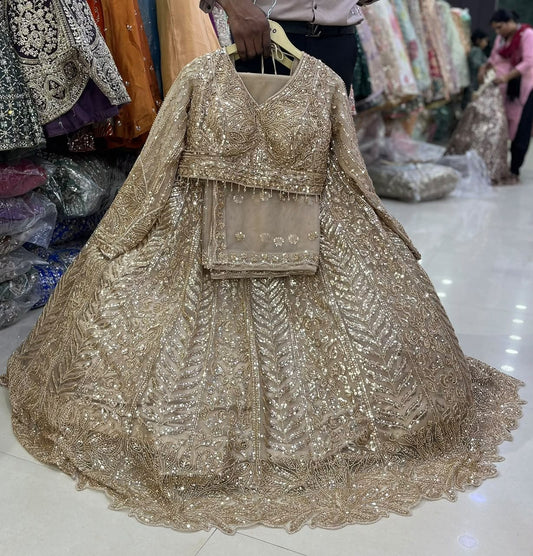 Rust Orange Crop Top Lehenga
