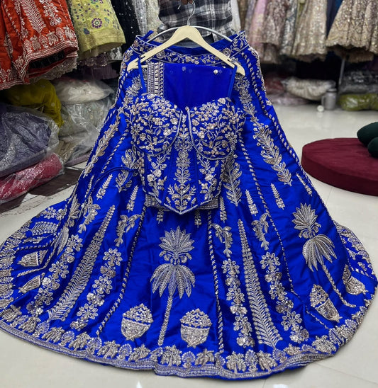 Rust Orange Designer Crop Top Lehenga