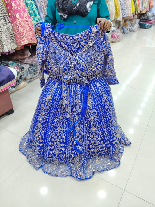 Rust Orange Red Designer Crop Top Lehenga