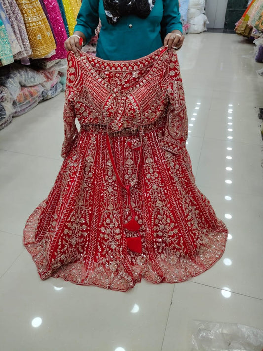 Baby pink Designer Crop Top Lehenga
