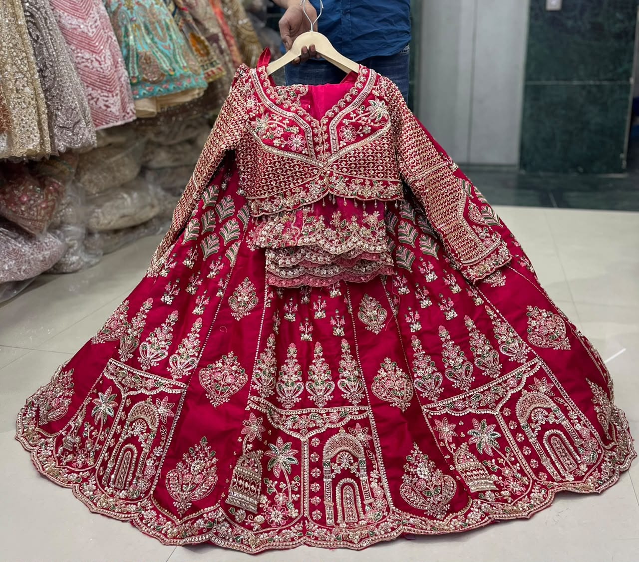 Hot Pink Crop Top Lehenga