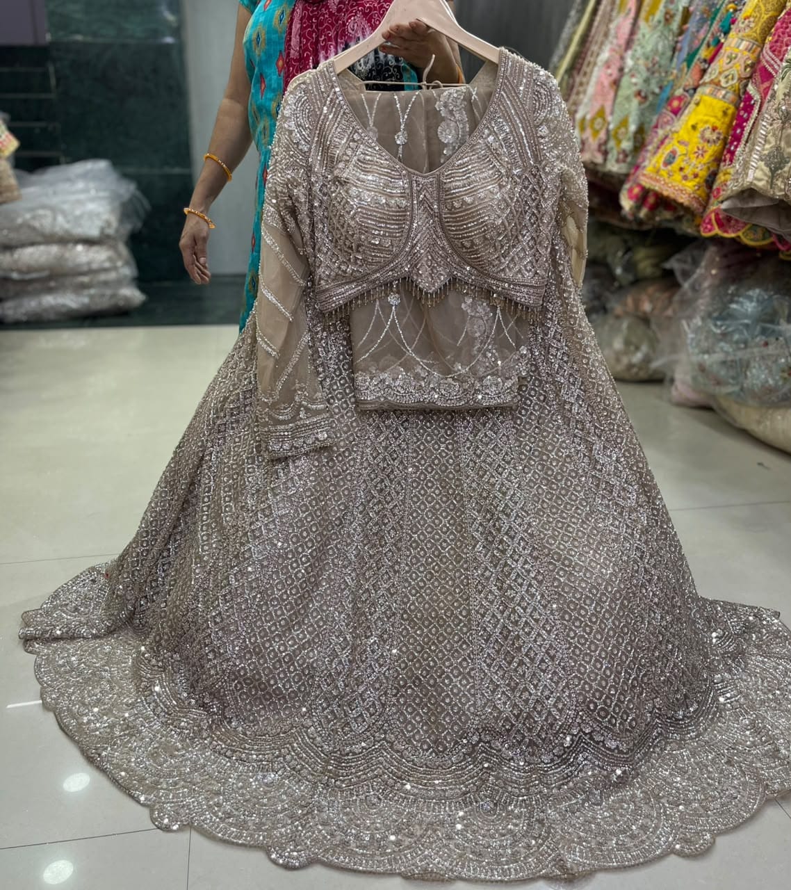 Golden Designer Crop Top Lehenga