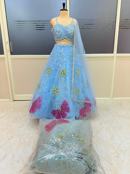Blue Designer Pdp Crop Top Lehenga