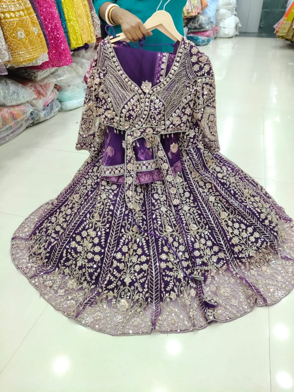 Purple Designer Crop Top Lehenga