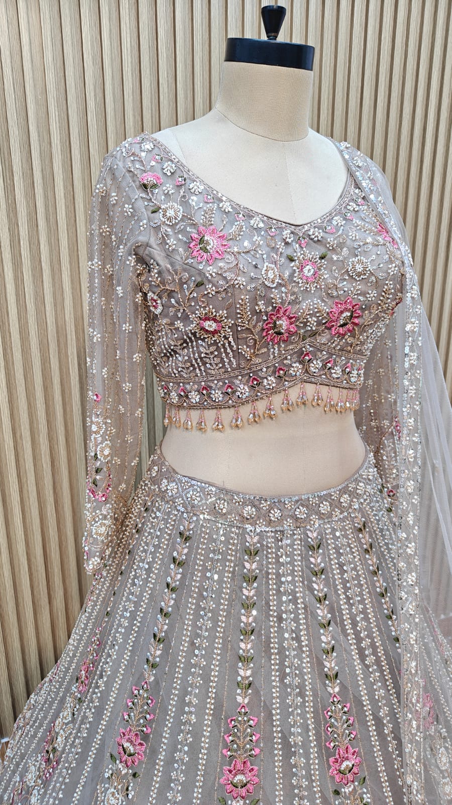 Lavender blue Crop top Lehenga