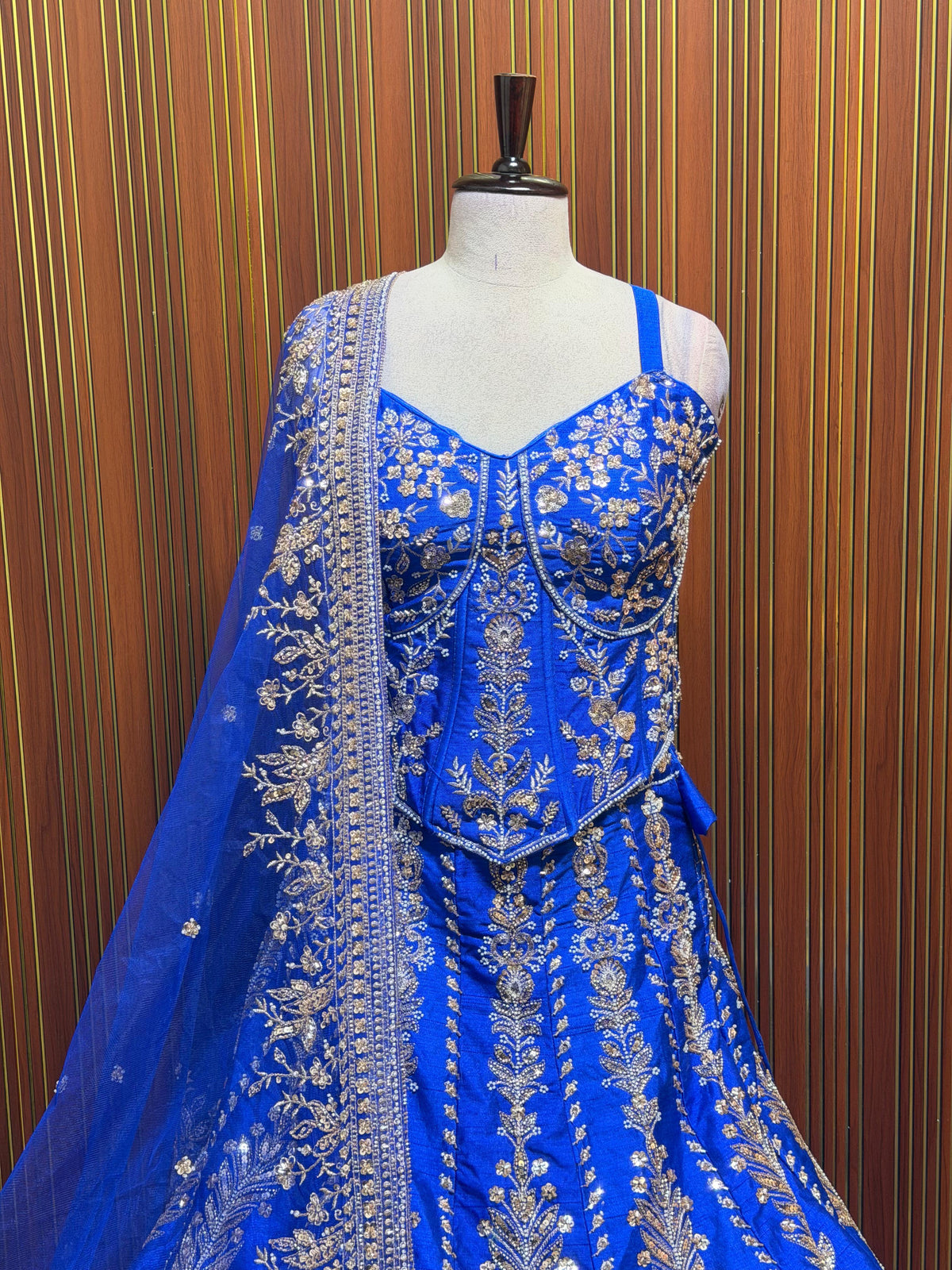 Blue orange pink Crop top Lehenga