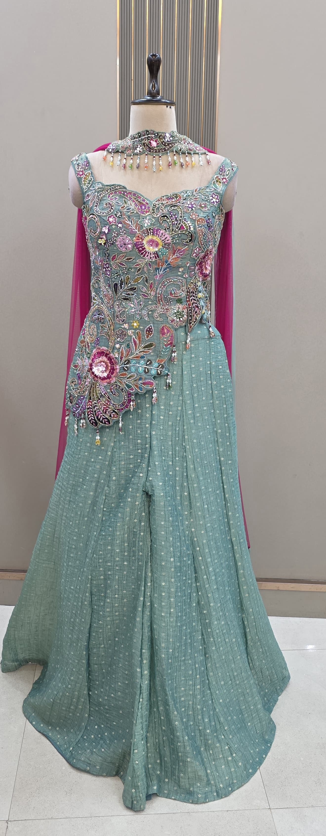 Pink Long Sharara Suit Dress Material