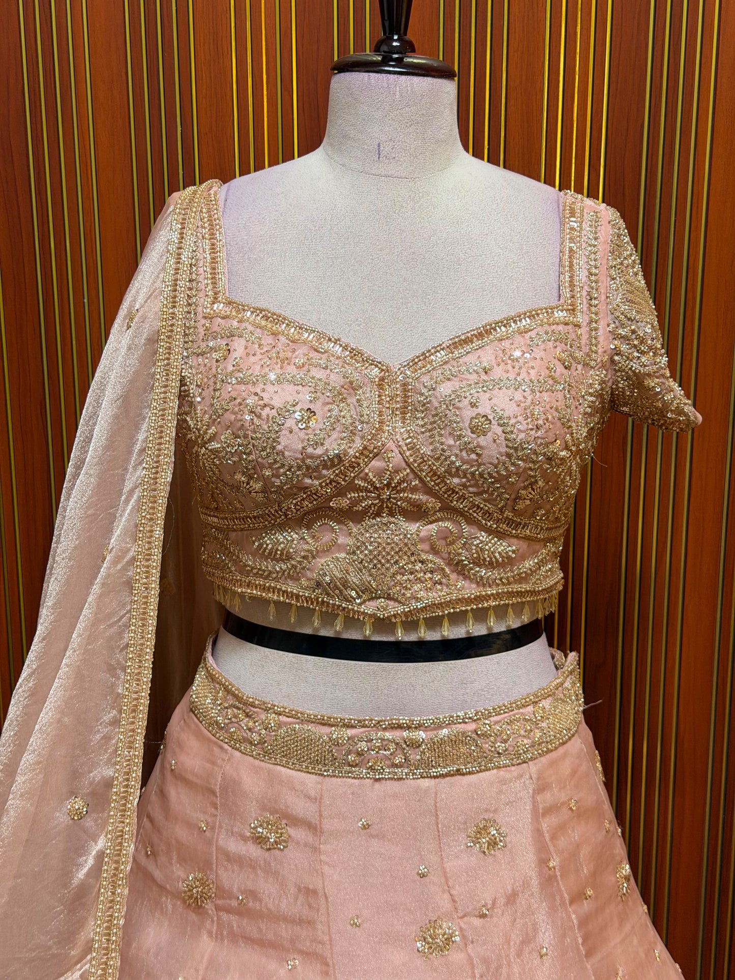 Lavender pink crop top Lehenga