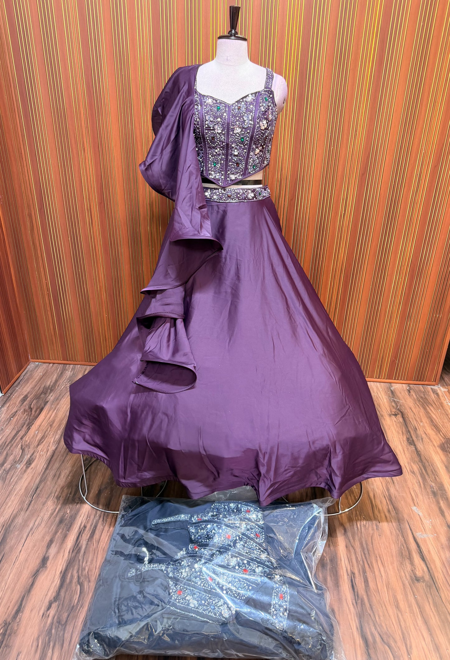 Purple blue crop top Lehenga