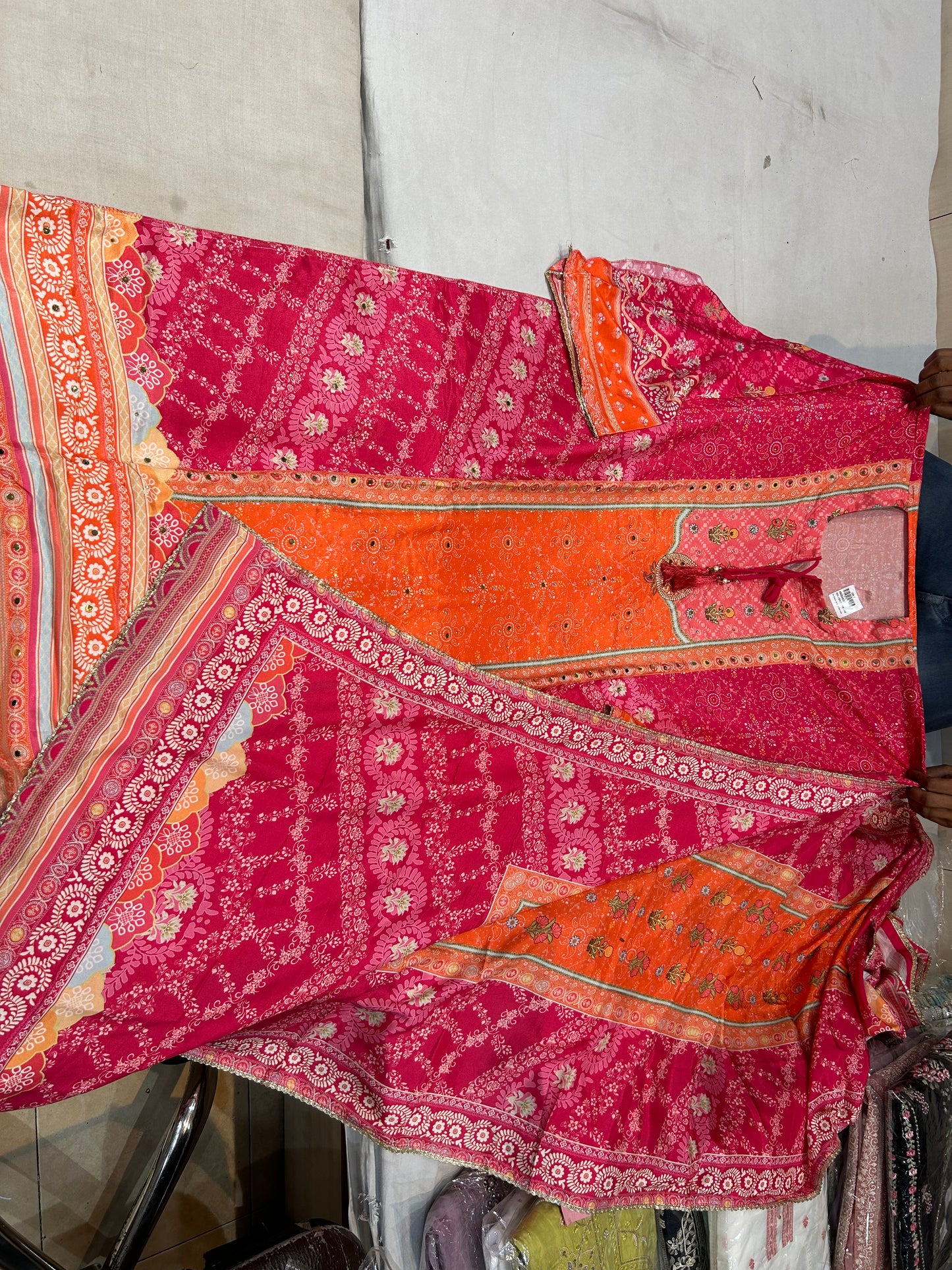 Stylish orange Multi Color ladies suit