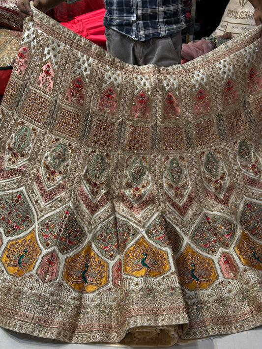 Extraordinary white Peacock lehenga Delhi