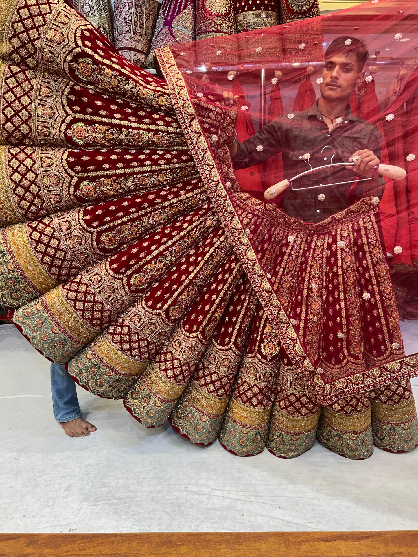 Stylish Red Ball Maroon Lehenga 😍