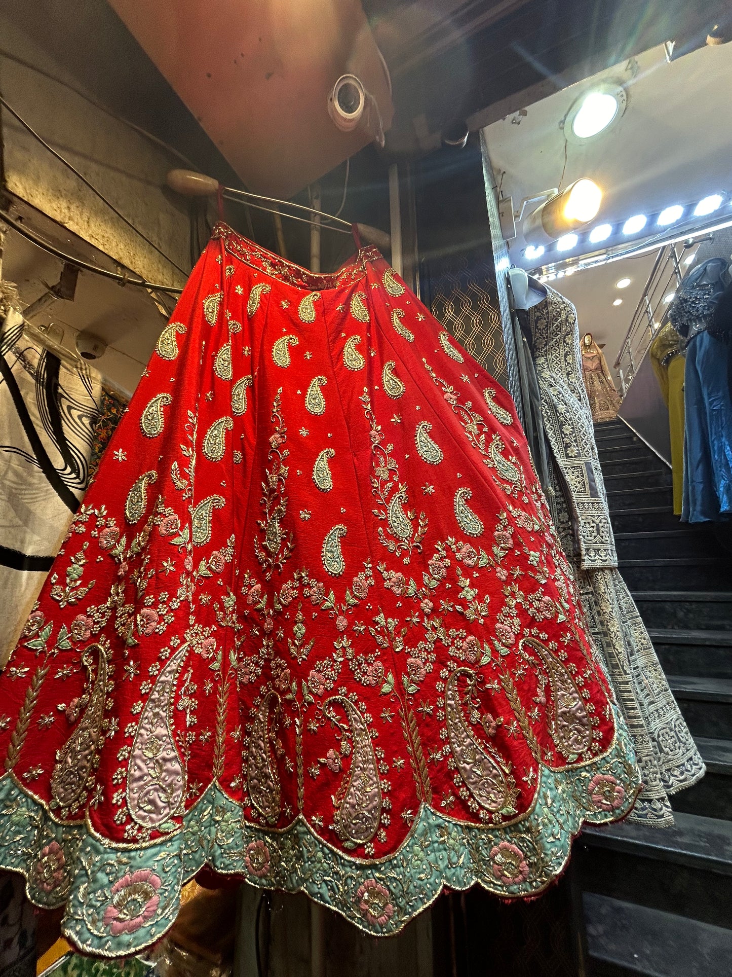 Designer Cutwork Border Red Lehenga