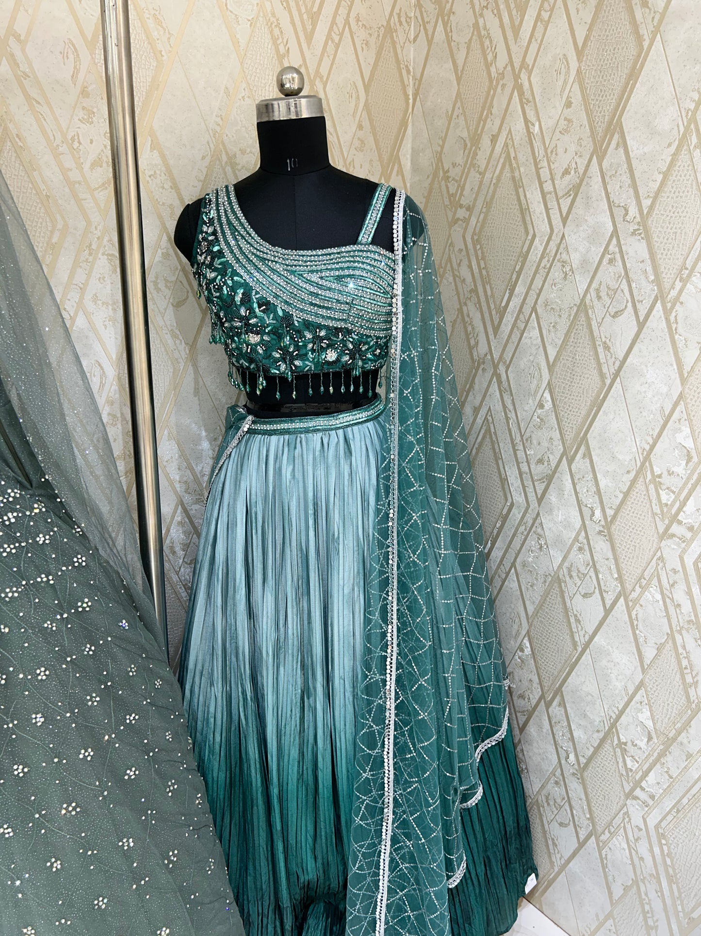 Majestic blue lehenga crop top dress