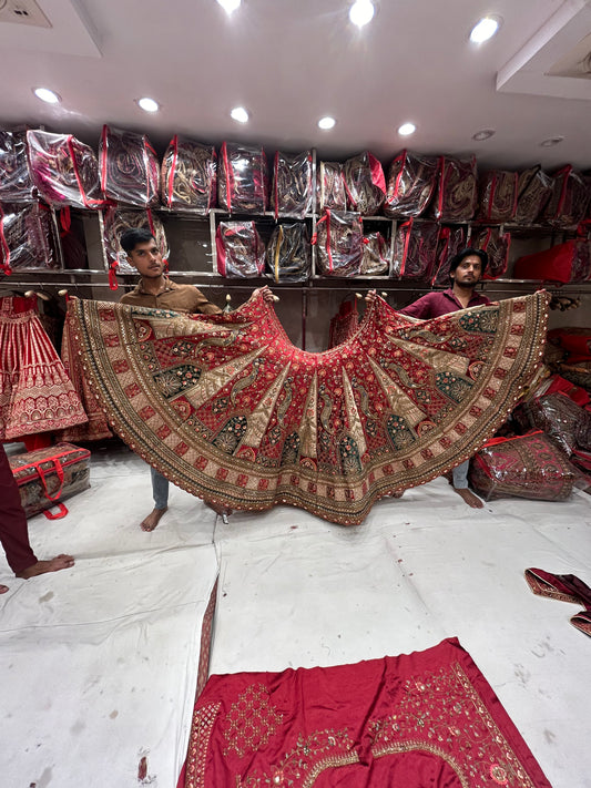 Double duptta heavy bridal lehenga