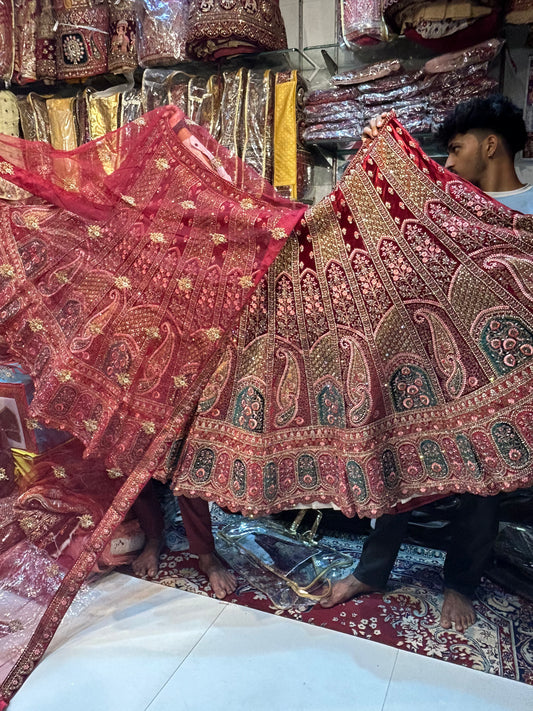 Peacock Red lehenga 😍