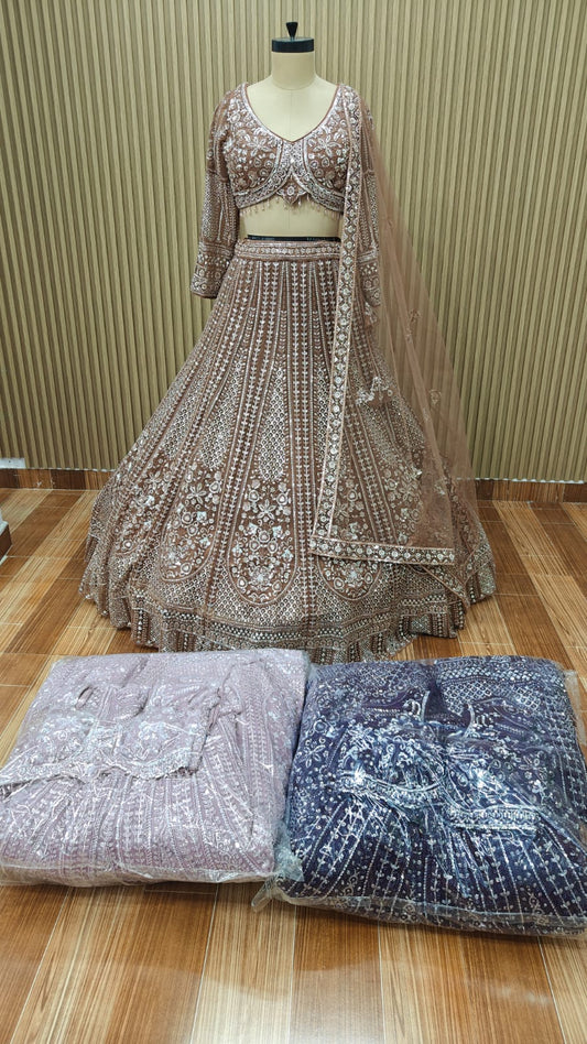 Blue Pink crop top Lehenga