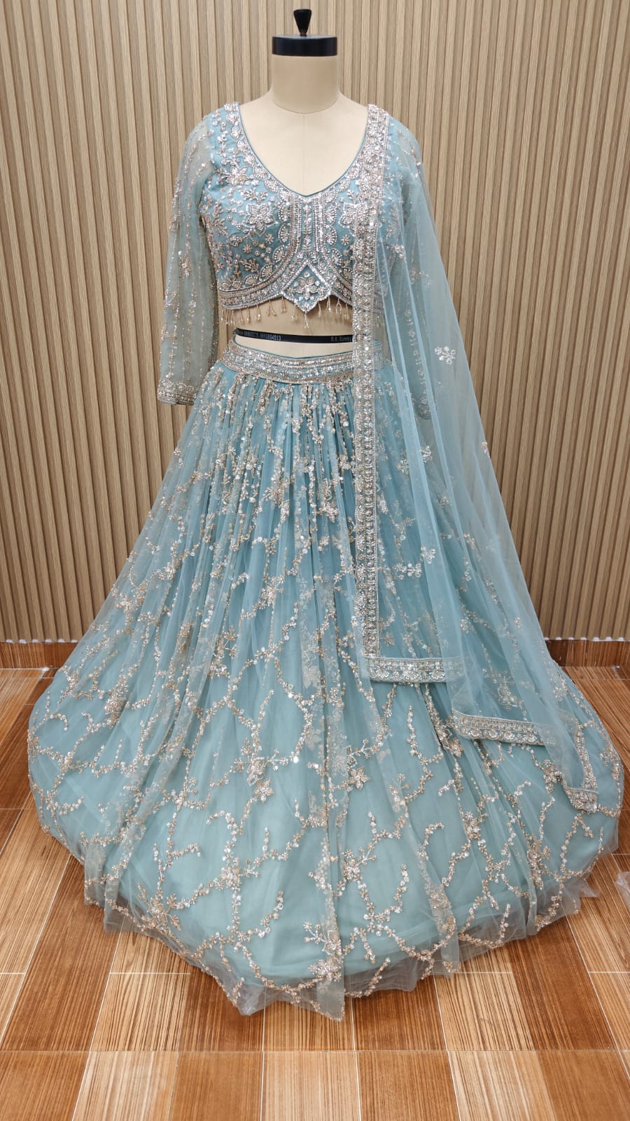 Blue crop top Lehenga