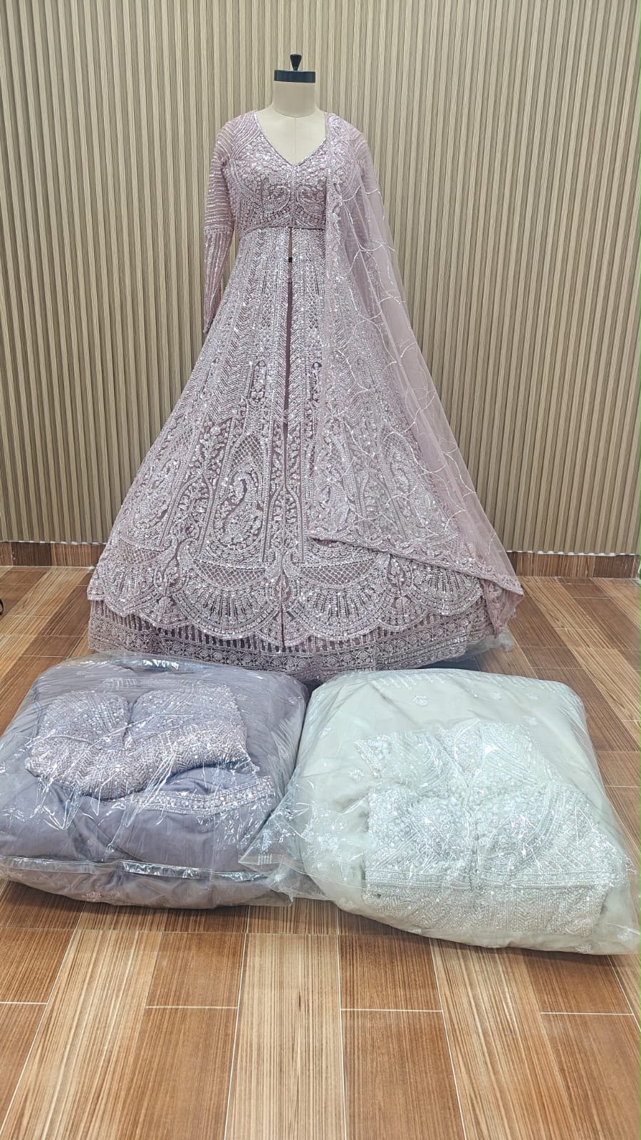 Purple green Lavender crop top Lehenga