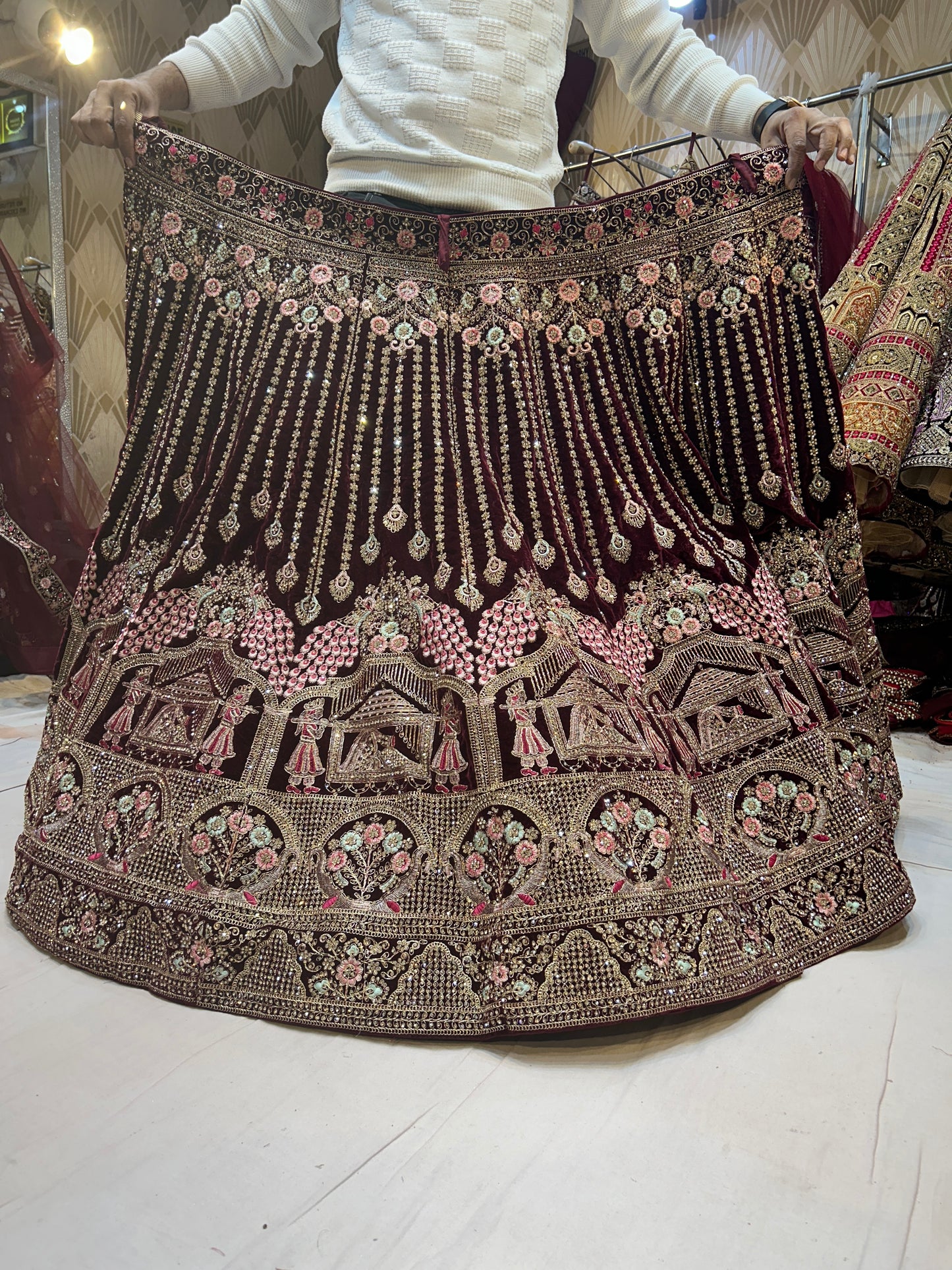 Fabulous Doli Barat Meroon violet Lehenga