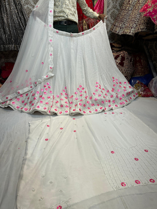 White Floral lehenga