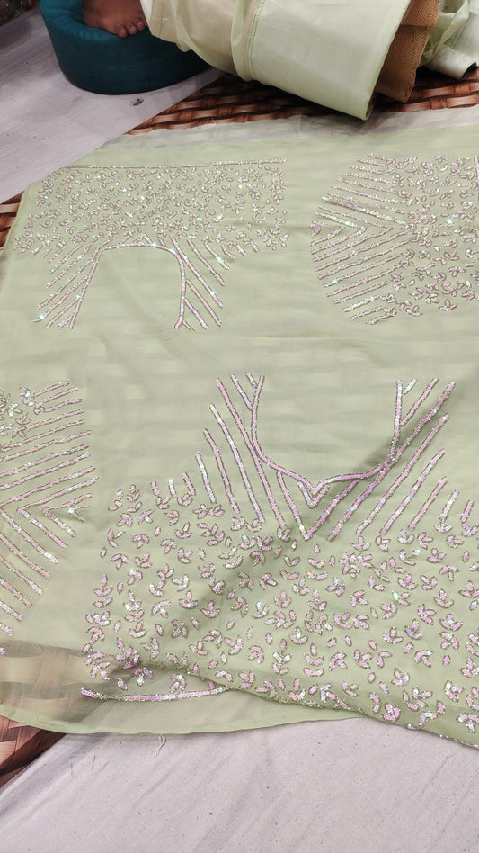 Zigzag Pattern Hit light green lehenga