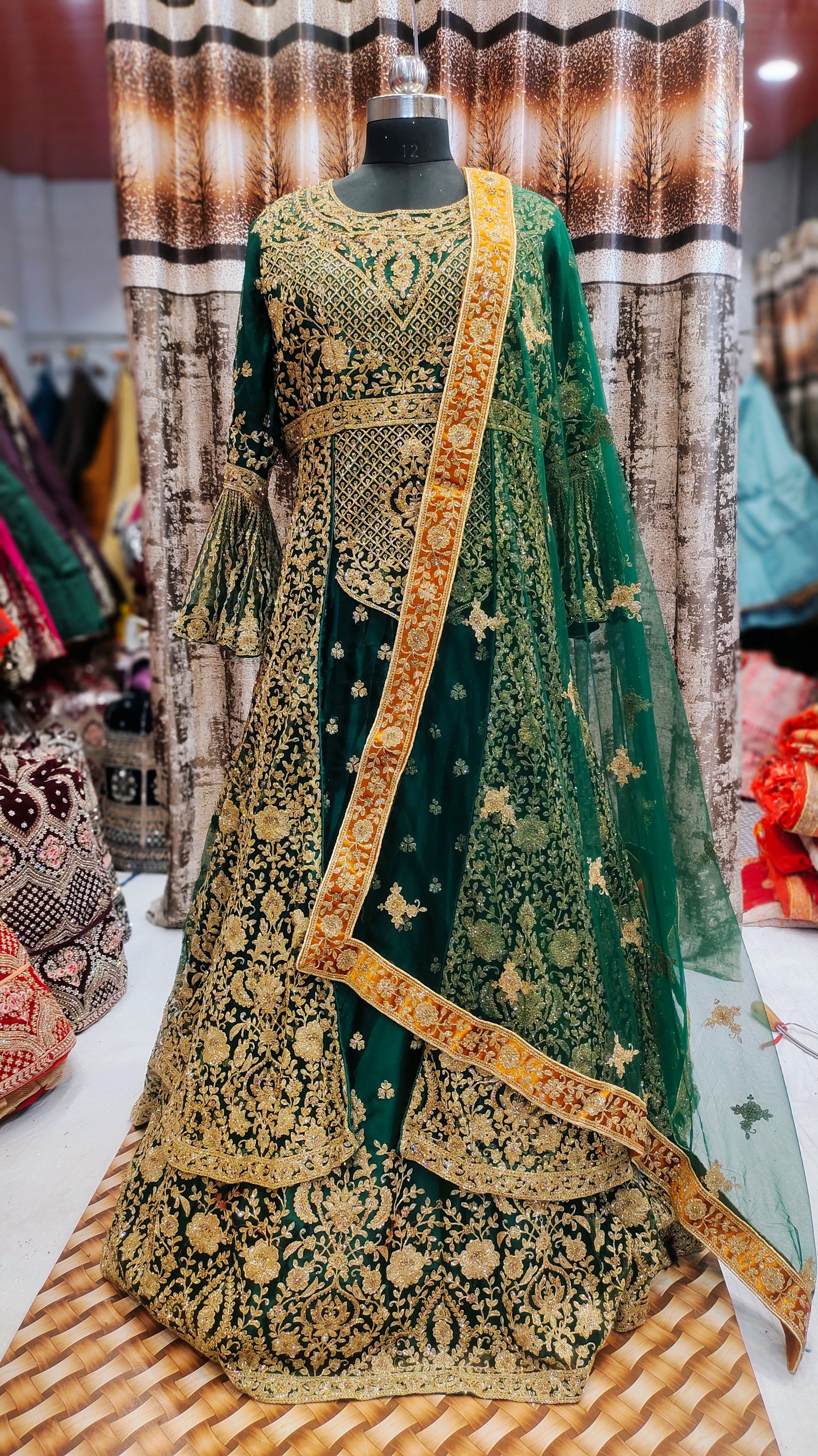 Amazing Peplum long Dress Farshi Gaharara Pakistani Bridal Dress Muslim Special