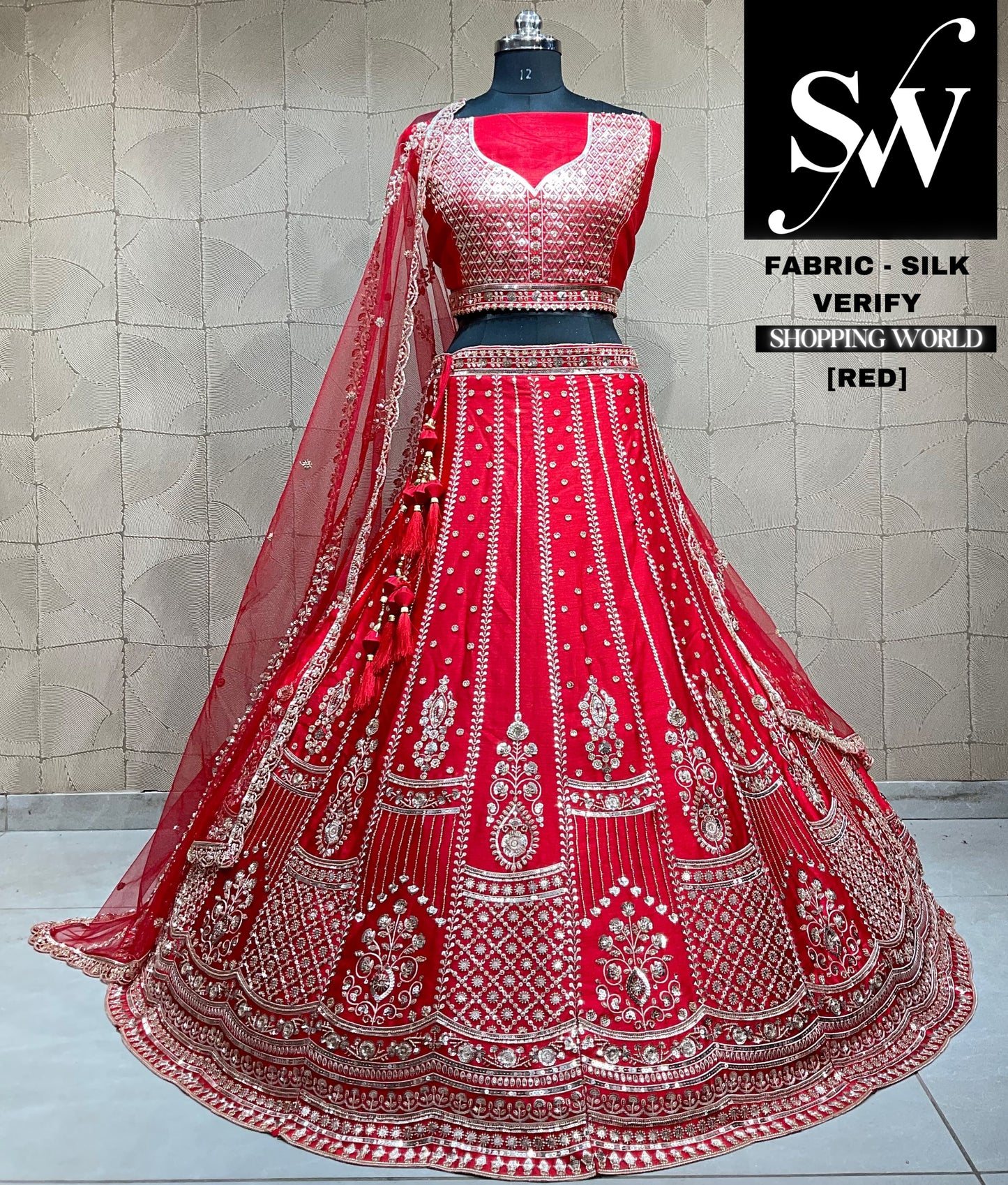 Amazing red double dupatta silk bridal lehenga