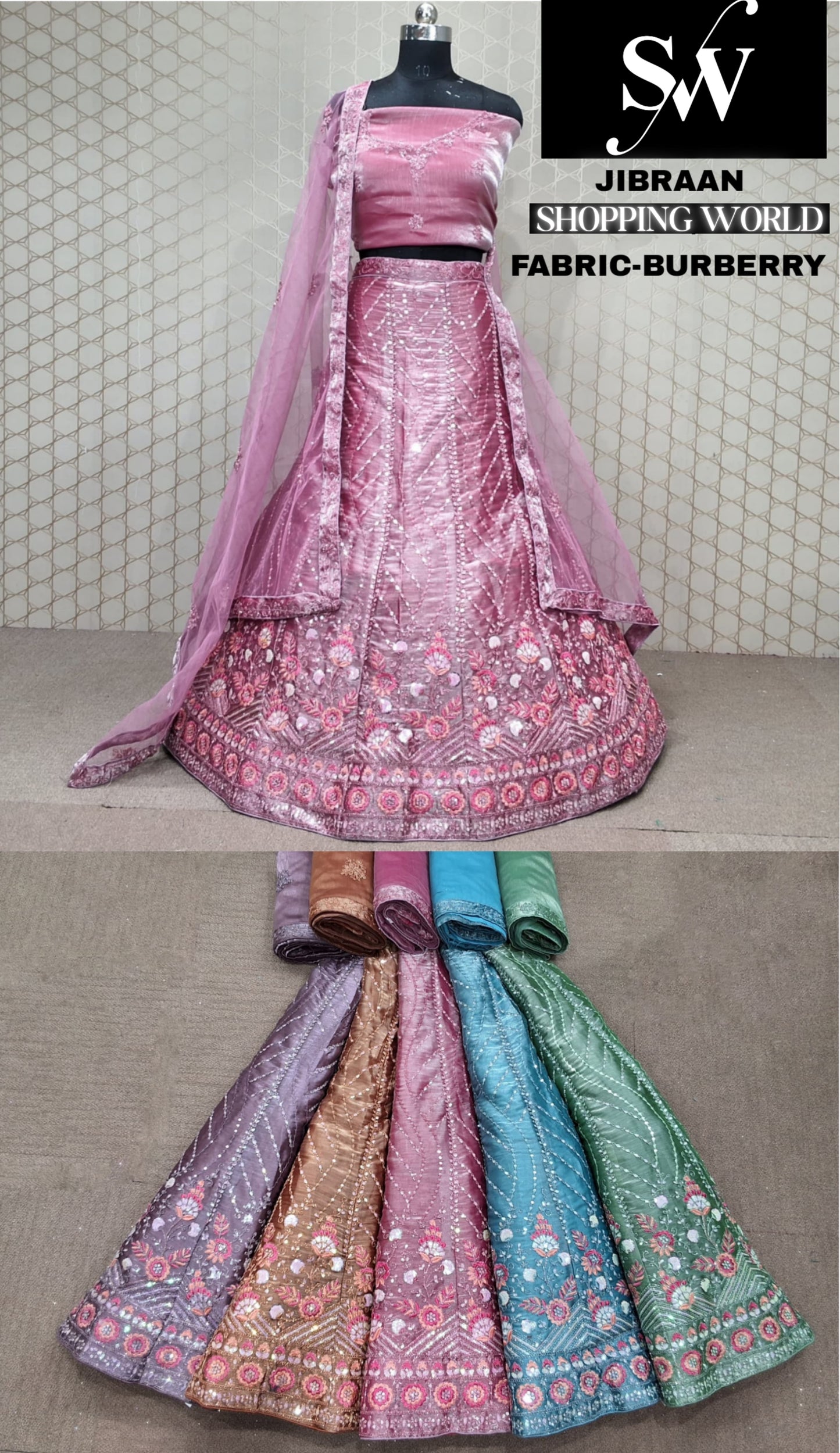 pink burberry Lehenga