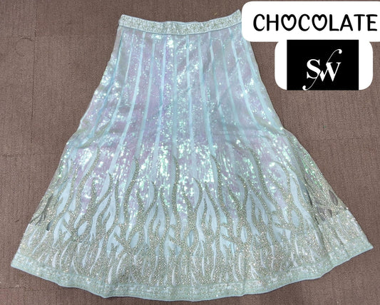 Sparkle blue Lehenga chocolate fabric