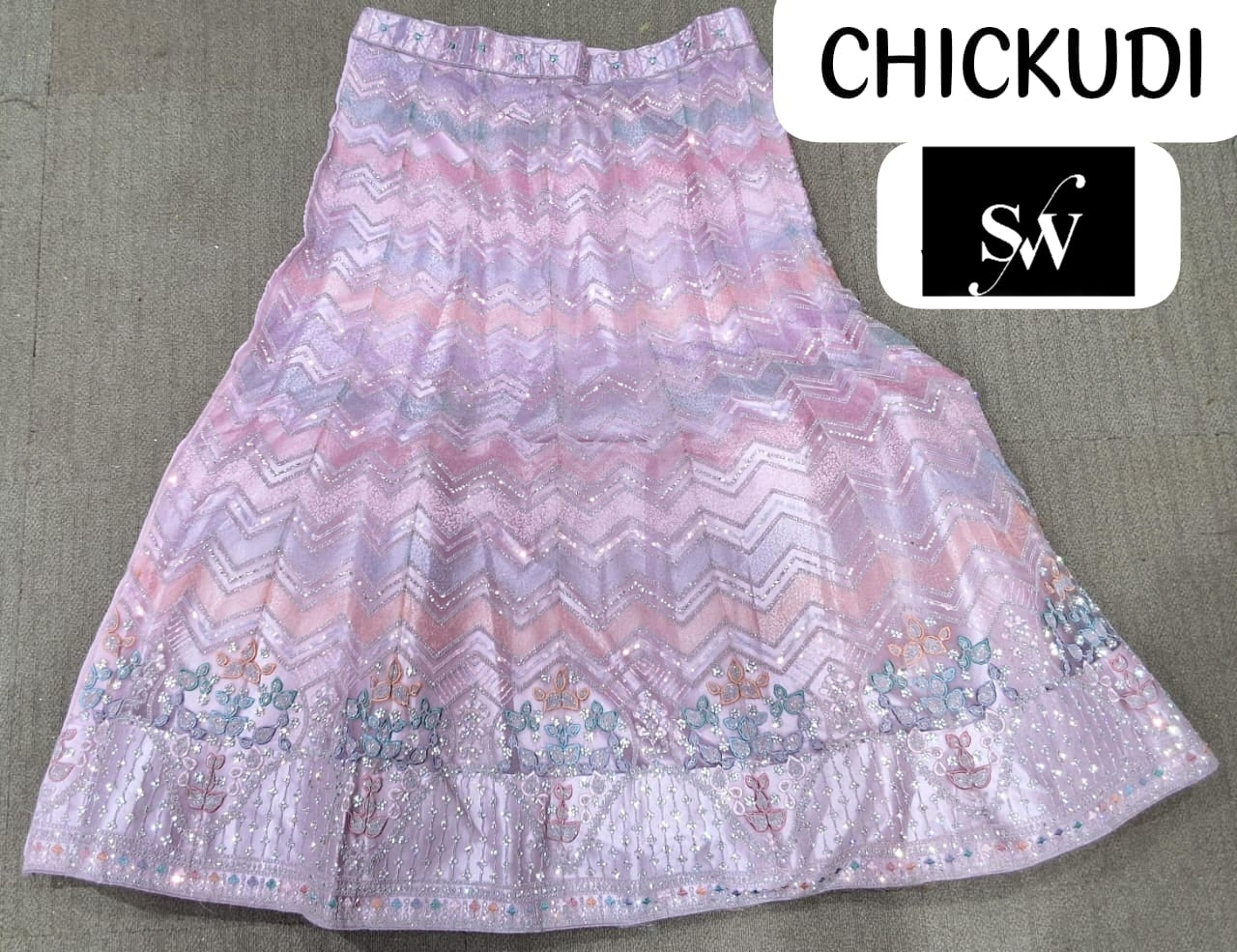 Pink Lehenga Chickudi fabric