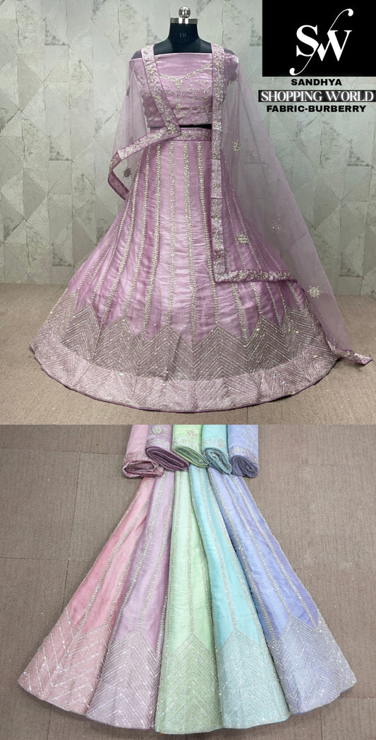 Pink Lehenga Burberry fabric