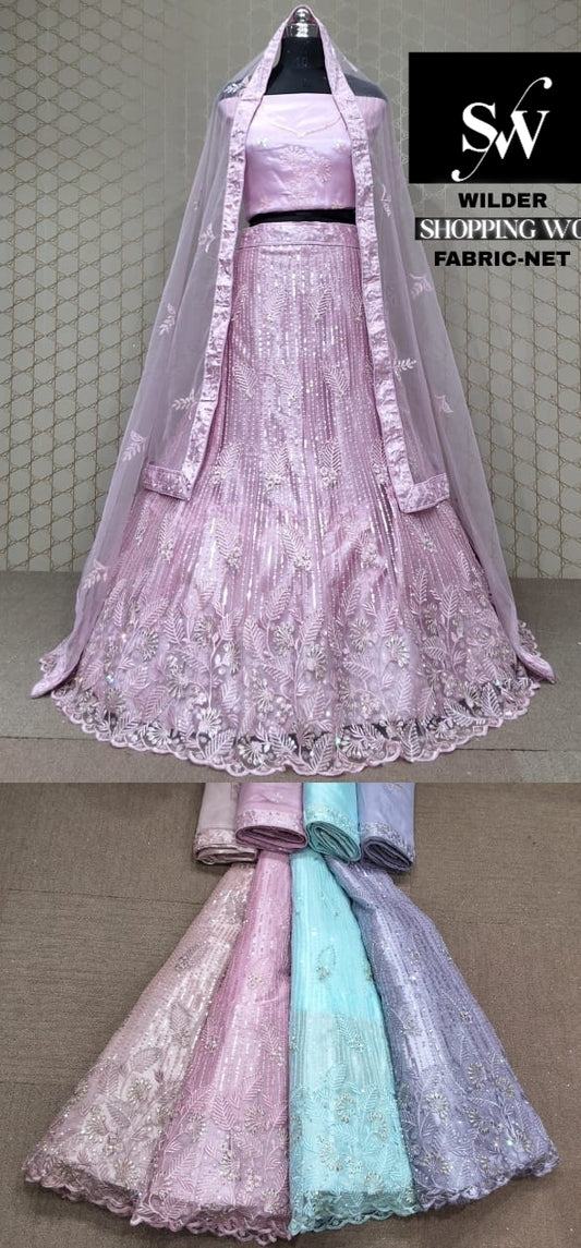 Pink Lehenga Net fabric