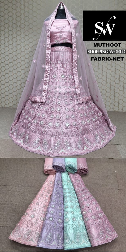 Pink Lehenga NET FABRIC