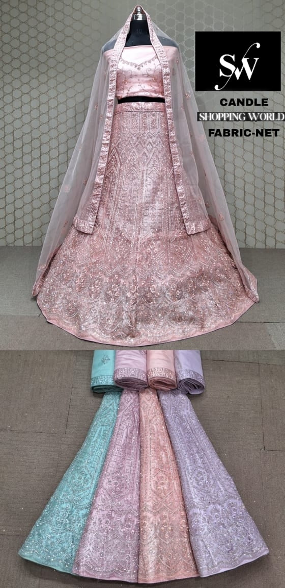 Pink Lehenga Net fabric
