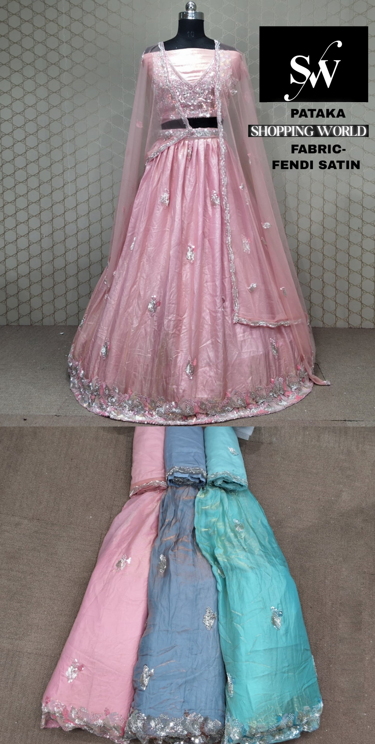 Pink Lehenga Fendi satin fabric