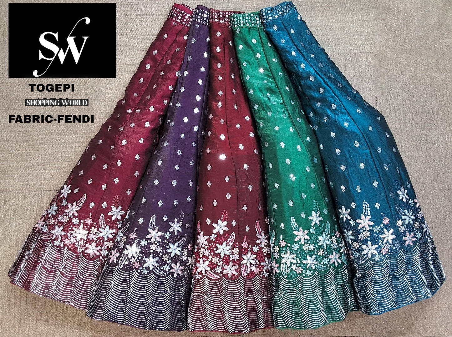 Multi Lehenga Fendi fabric