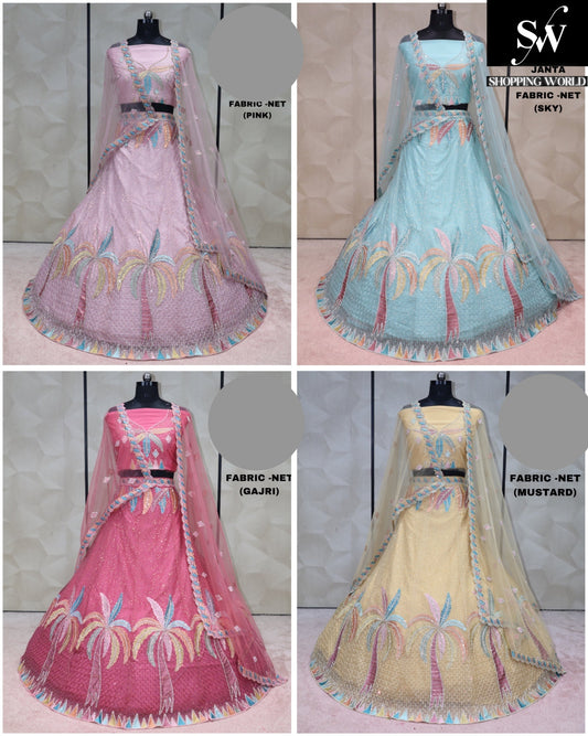 Multi Lehenga Net fabric
