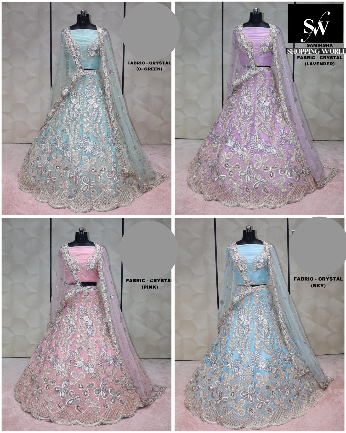 Multi Lehenga crystal Fabric