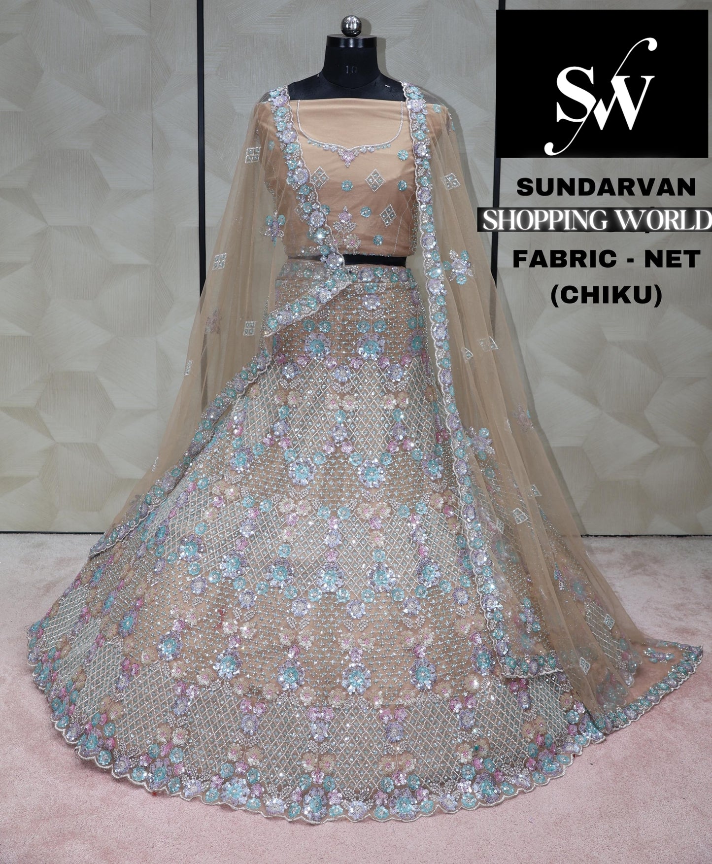 Chiku lavender Lehenga Net Fabric