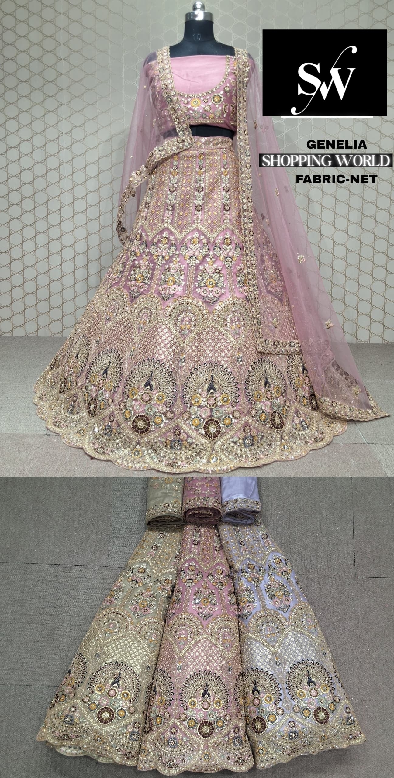 PDP Pink Lehenga Net Fabric