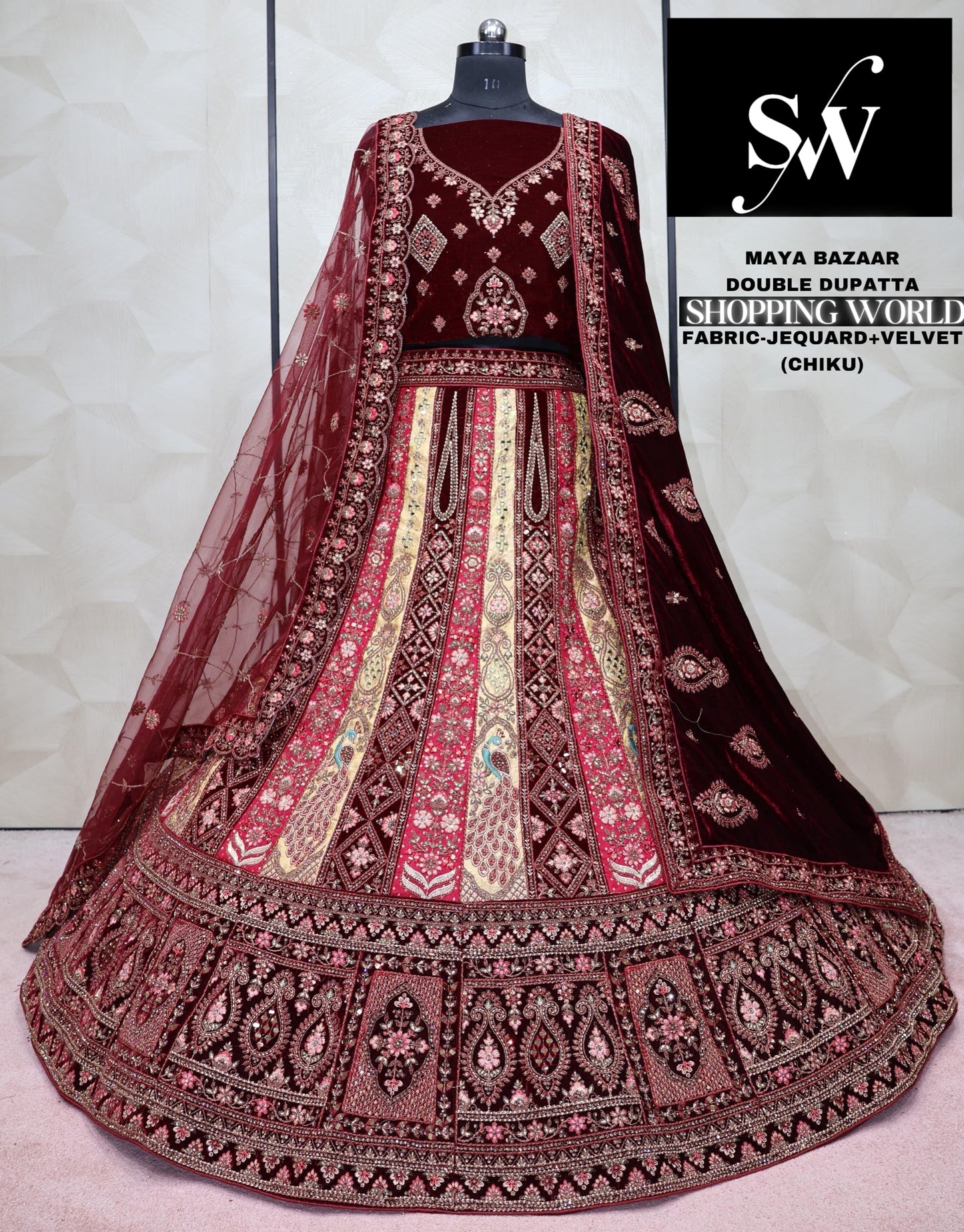 Chiku Lehenga jequard velvet fabric