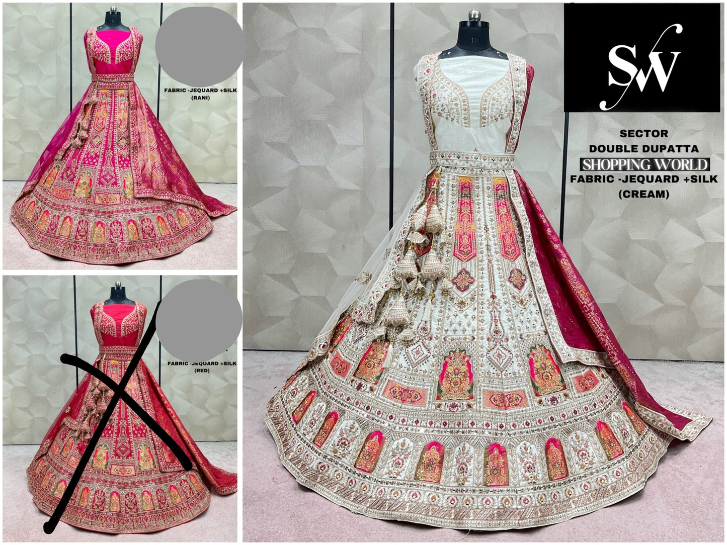 Multi Lehenga jequard velvet fabric