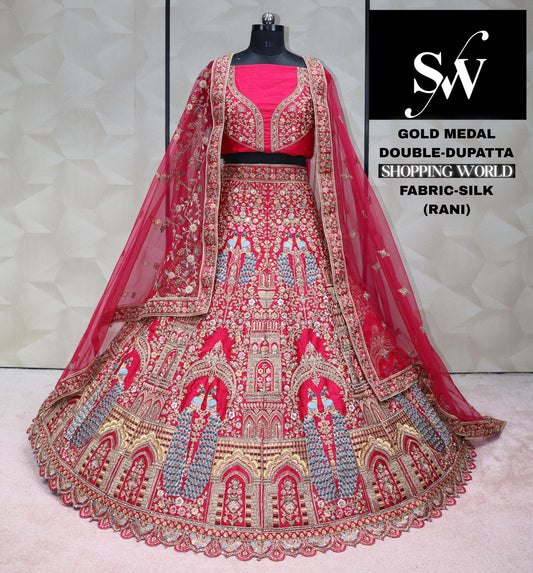 Bridal Red Lehenga silk fabric