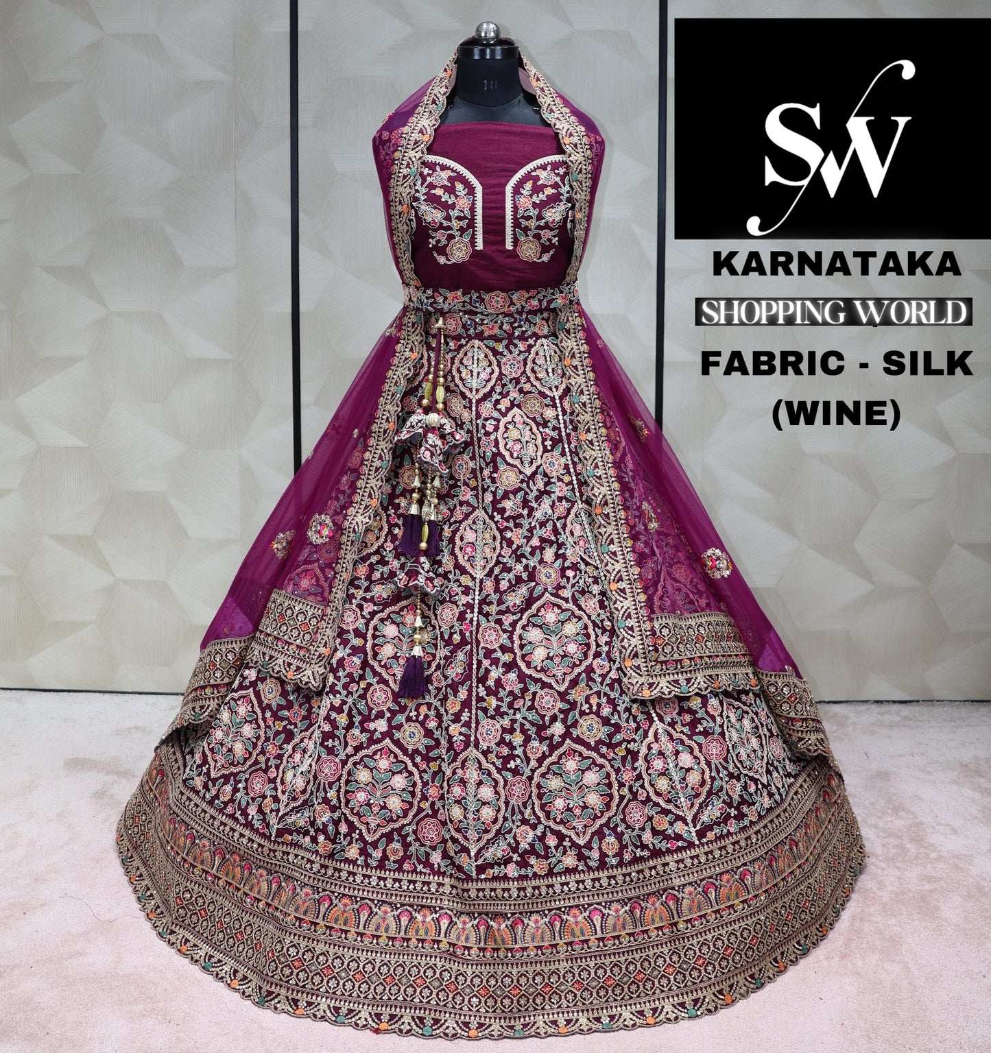 Maroon violet purple Wine Lehenga silk fabric