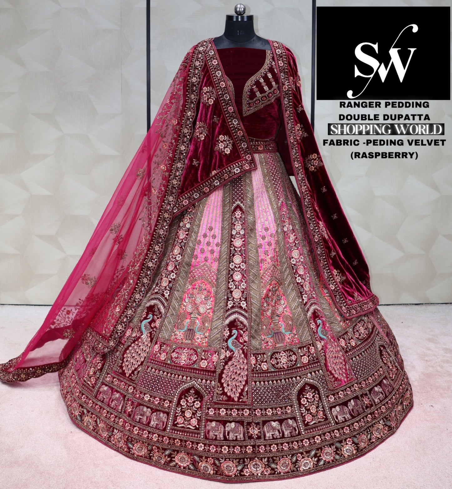Maroon pink Lehenga pending silk fabric