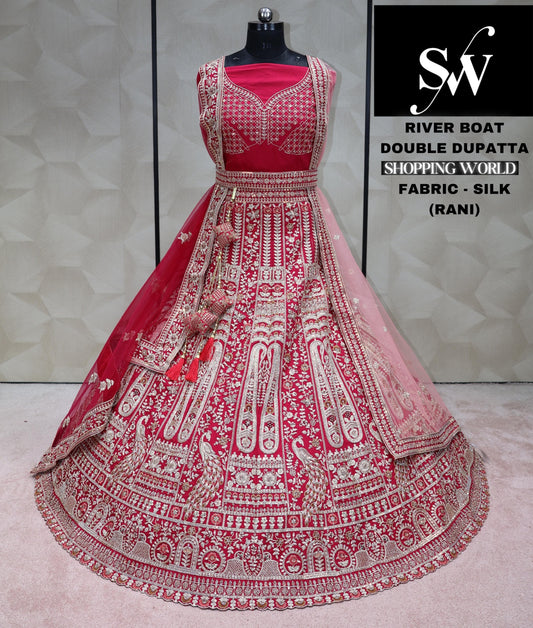 Rani pink Lehenga silk fabric