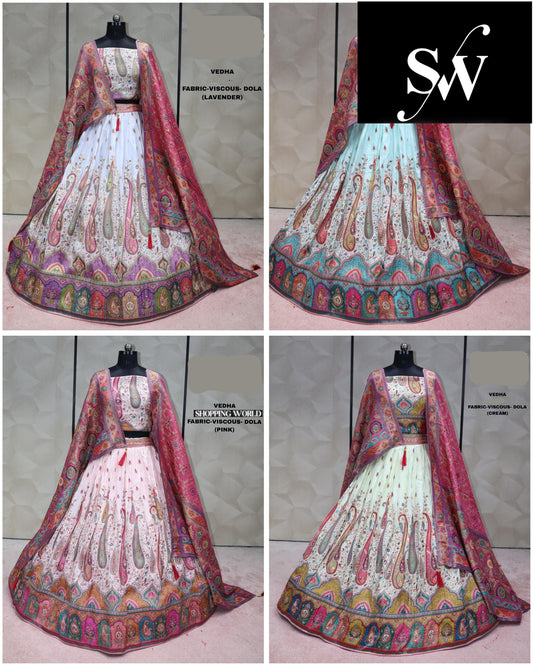 Multi Lehenga viscous dola fabric
