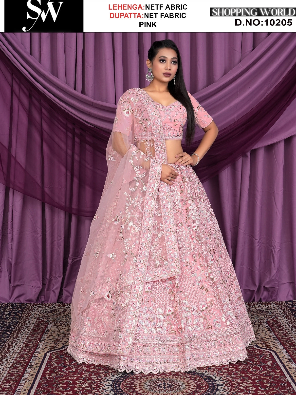 Pink Net fabric lehenga